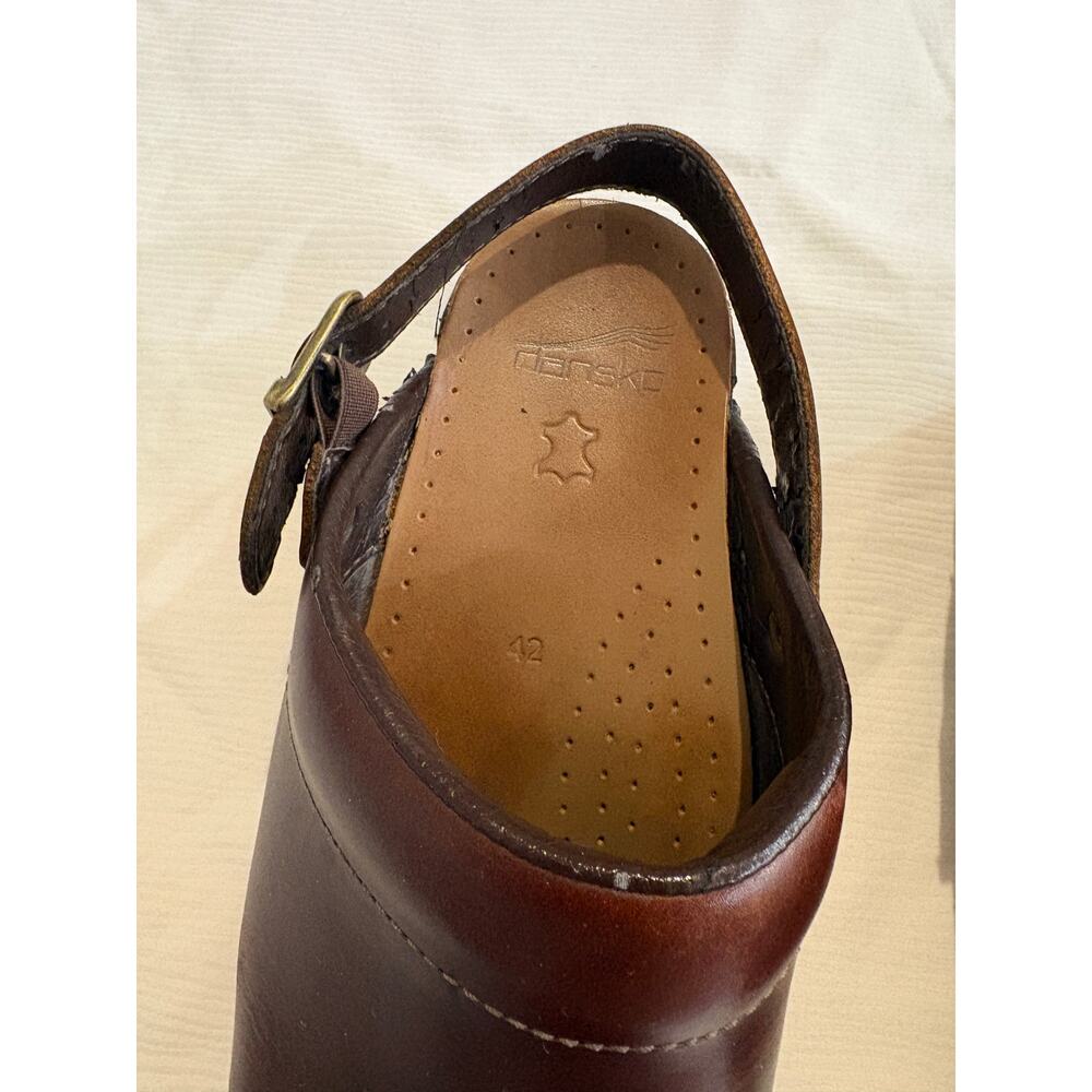 Dansko Leather Clogs Slip On Brown Womens 42 US 11-12 Adjustable Back Strap - Picture 6 of 14